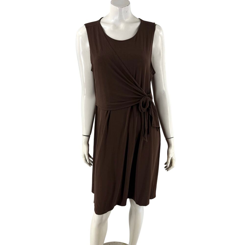 J Jill Womens Wearever Collection Dress Size Large Brown Side Tie Stretch Knit